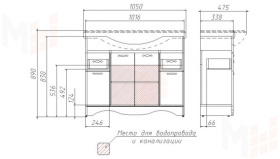 Тумба с раковиной Rich 105 см Белое Дерево