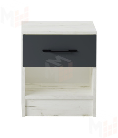 Тумба прикроватная  Беатрис Дуб  Крафт белый-Антрацит