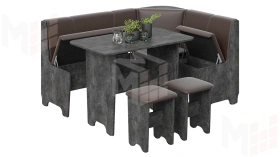 Кухонный уголок Техас Исп.1 Ателье темный, Экокожа коричневая