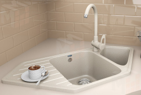 Угловая двухсекционная мойка ULGRAN U-409