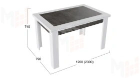 Стол раздвижной Хьюстон Тип 4  Белый, Ателье темный