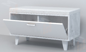 Обувница Об-1 Эго на ножках Бетон Светлый/Белый Глянец