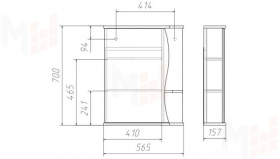 Зеркало-шкаф Волна-1 55 см левый