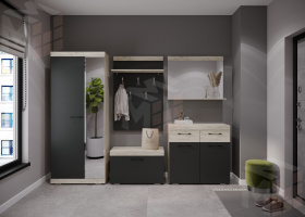 Прихожая СОНАТА Композиция №1 Дуб Крафт белый - Антрацит