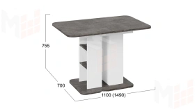 Стол раздвижной Мюнхен Тип 2 Белый Ясень, Ателье темный