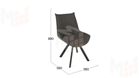 Стул Фэнди К2 Черный муар, Велюр Confetti Stone