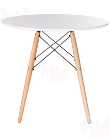 Стол обеденный DOBRIN CHELSEA`80 (ножки светлый бук, столешница белая)