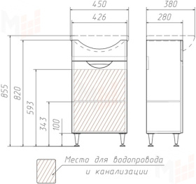 Тумба Домино Азов 45 Грация без ящика